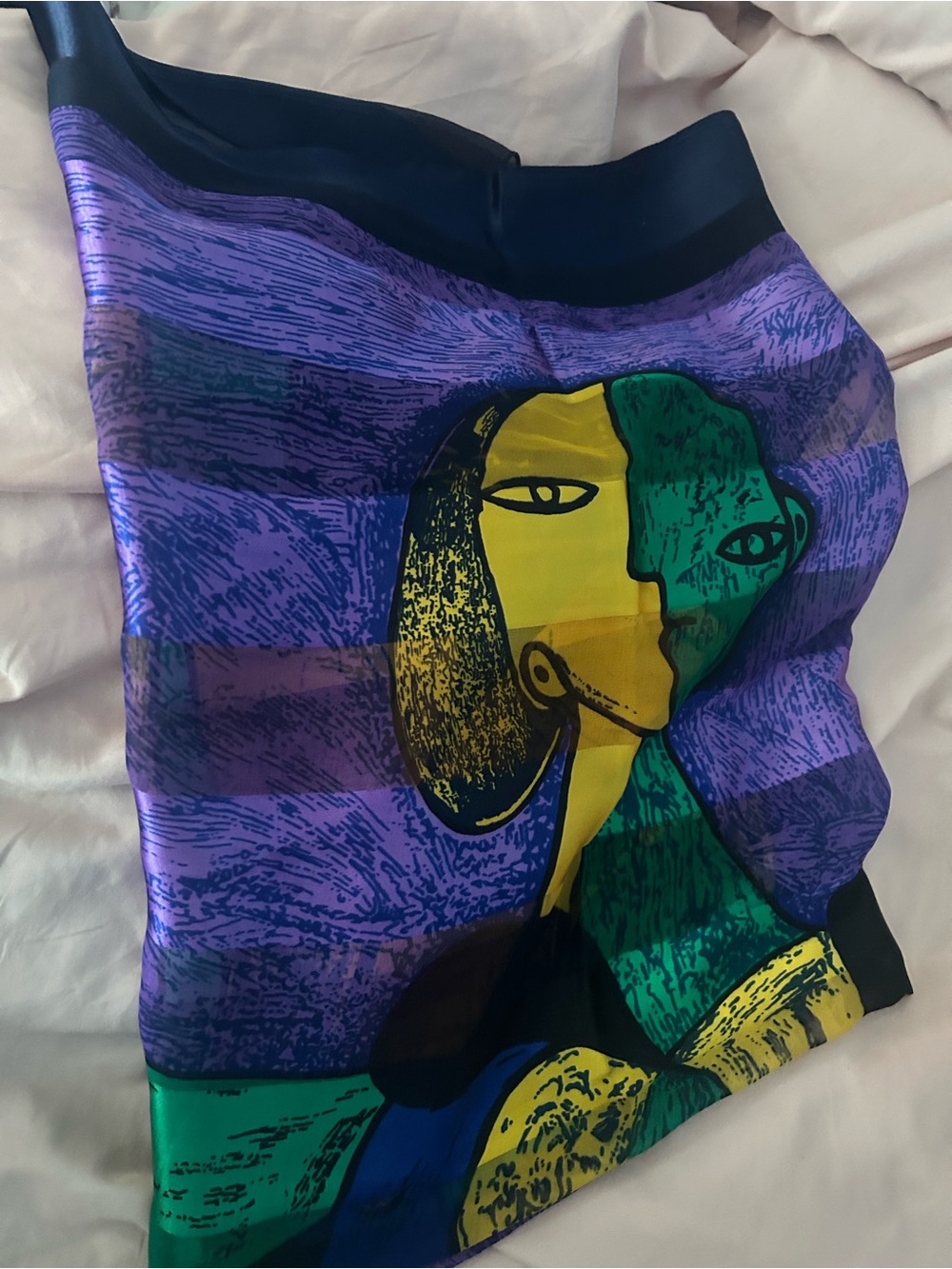 Vintage Pablo Picasso style scarf large 90s